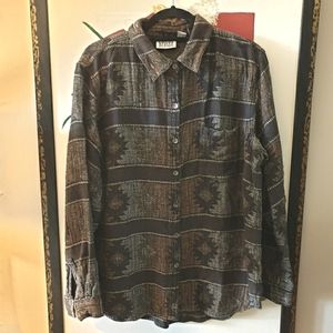 Chico's Design (3) 16/XL. Aztec/Tribal Print Shirt.